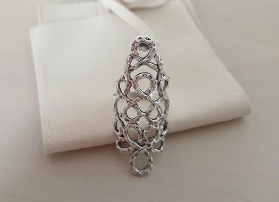 Silver Interwoven Loop Statement Ring – Bold Fili… - image 3