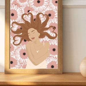 DOWNLOADABLE Spiritual Digital Art Print - Self-love Its ok to love myself| Flower, Healing, feminine, awakening, love, teen girl