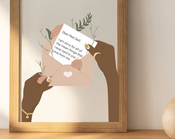 DOWNLOADABLE Spiritual Digital Art Print - A letter to me | Flower, Dreaming, Healing, feminine, awakening, love, past self,