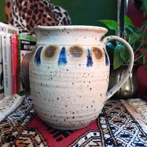 Vintage Studio Pottery Pitcher | MCM Kitchen Decor | 70s Studio Pottery Mid-Century Stoneware Pitcher | Vintage Primitive Pottery