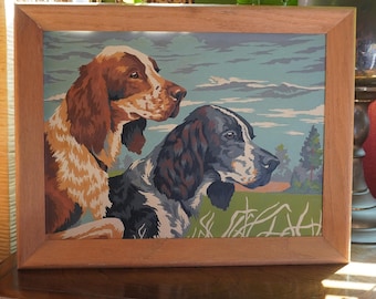 Vintage 1960s Dog Portrait Paint By Number Painting | MCM Painting in Frame