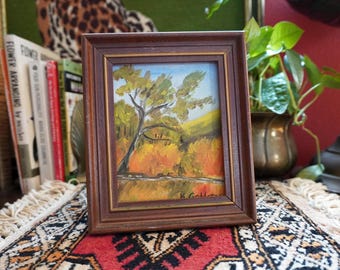 Vintage Landscape Painting: MCM Signed Original Art