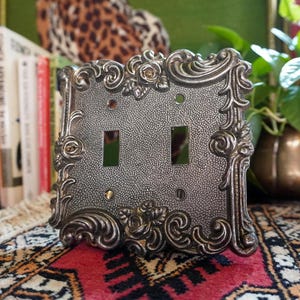 Vintage 1960s Brass Flower Double Light Switch Cover: MCM Home Hardware