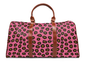 Hot Pink Cheetah Waterproof Travel Bag | Weekender Bag