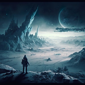 Digital Download - Exploring distant planets and viewing alien landscapes.  High quality image of an envisioned distant planet.