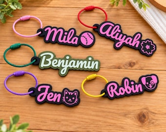 Custom 3D Printed Bag Tag, Personalized Name Tag with Emoji, Backpack Luggage Accessory