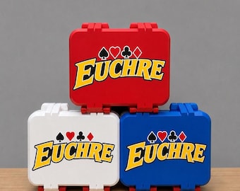 Euchre Card Game Storage Box | Personalized 3D Printed Playing Card Case & Portable Organizer