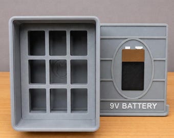 9V Battery Storage Box Organizer, 3D Printed Holder Case