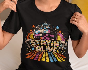 Bee Gees 'Stayin' Alive' T-Shirt: Retro Vintage Records Tee