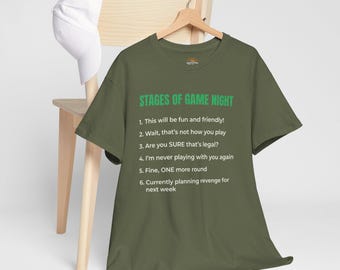 Stages of Game Night Tee | Funny Typography Board Game Quote