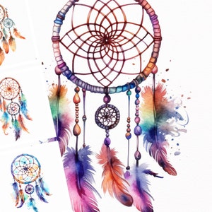 Dreamcatcher 10 PNG Files - Watercolor Commercial Use - Junk Journal Art - Cricut Art - Scrapbooking