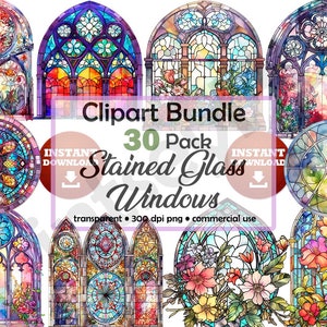 Best Stained Glass Window Clipart Bundle Colorful Vivid Vintage Windows No Background Transparent PNG High Quality Beautiful Images Pictures