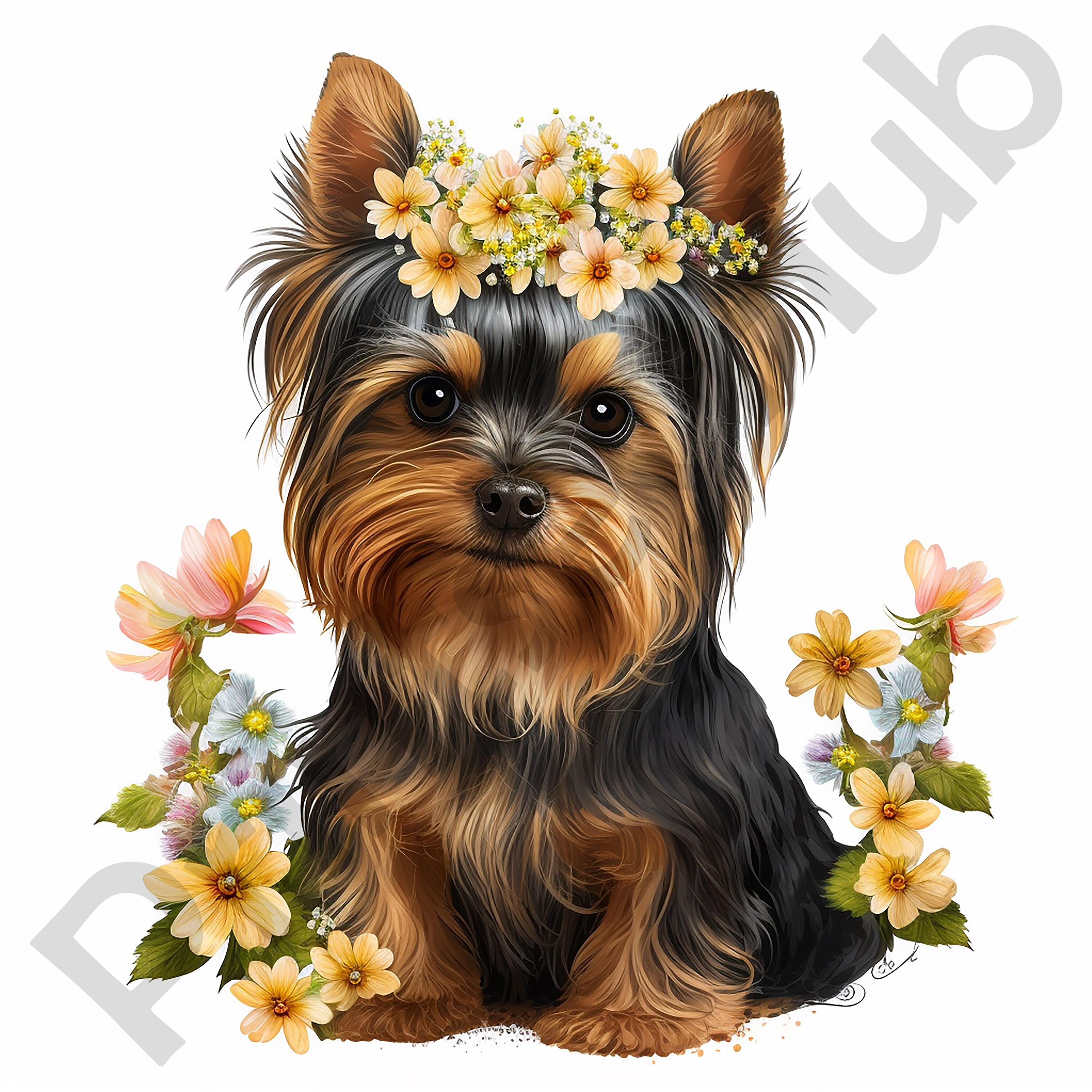 Yorkie Spring Yorkshire Terrier Clipart Bundle Cute Adorable Yorkie Puppy Images High ...