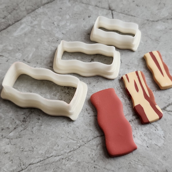 Bacon Style Clay Cutter, Cute Bacon Clay Cutter, Various Size Bacon Clay Cutters, Hand Made Clay Jewelry, Polymer Clay Jewelry
