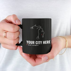 Customizable Michigan Coffee Mug, Michigan Coffee Mug, Michigan Souvenir Mug, Michigan Cities, 11 oz Coffee Mug