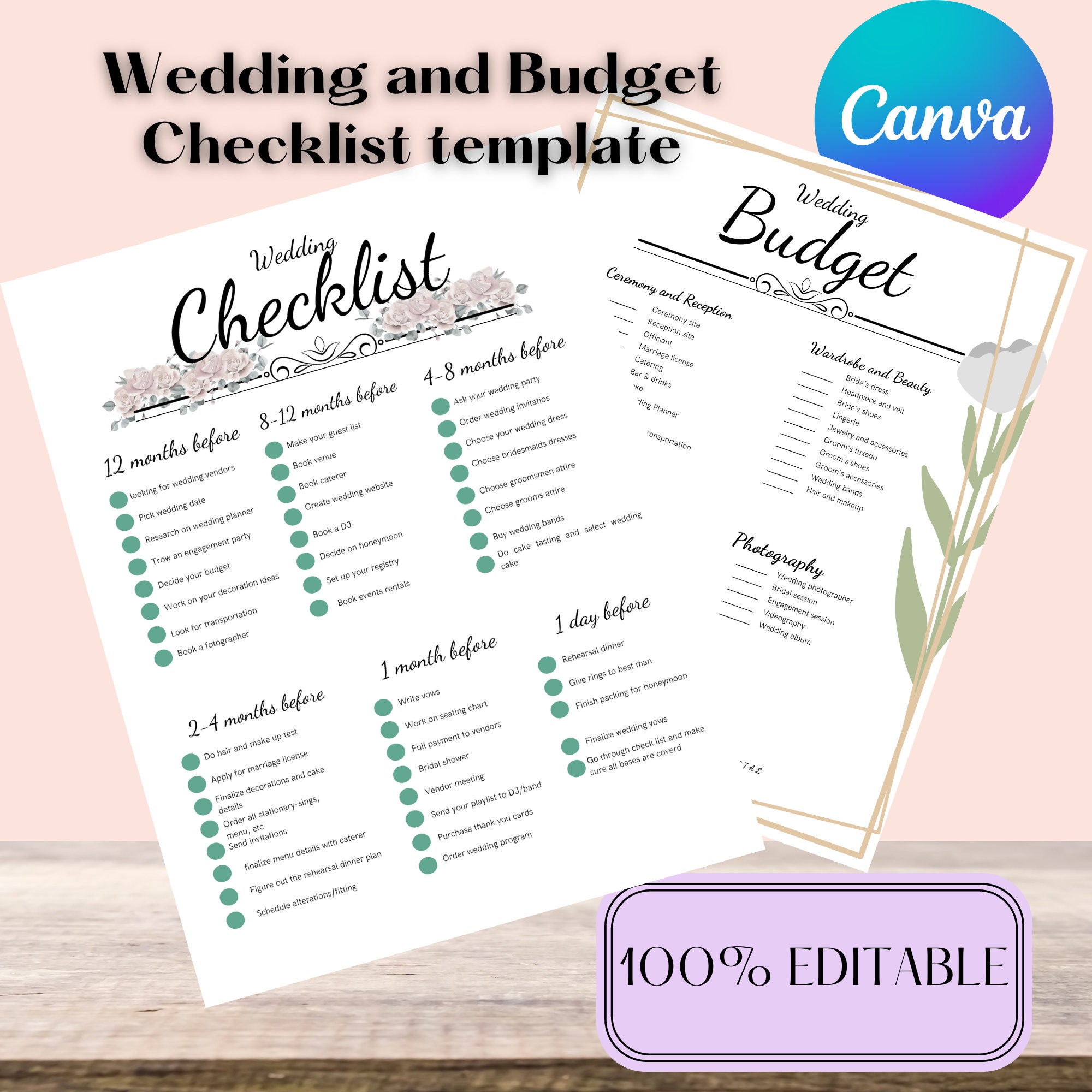 Wedding Planning Checklist Printable Wedding Budget Checklist - Etsy