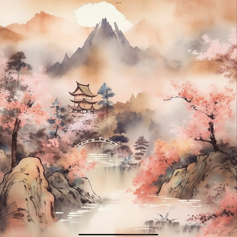 Japanese Cherry Blossom Art Design Digital Download Png File - Etsy