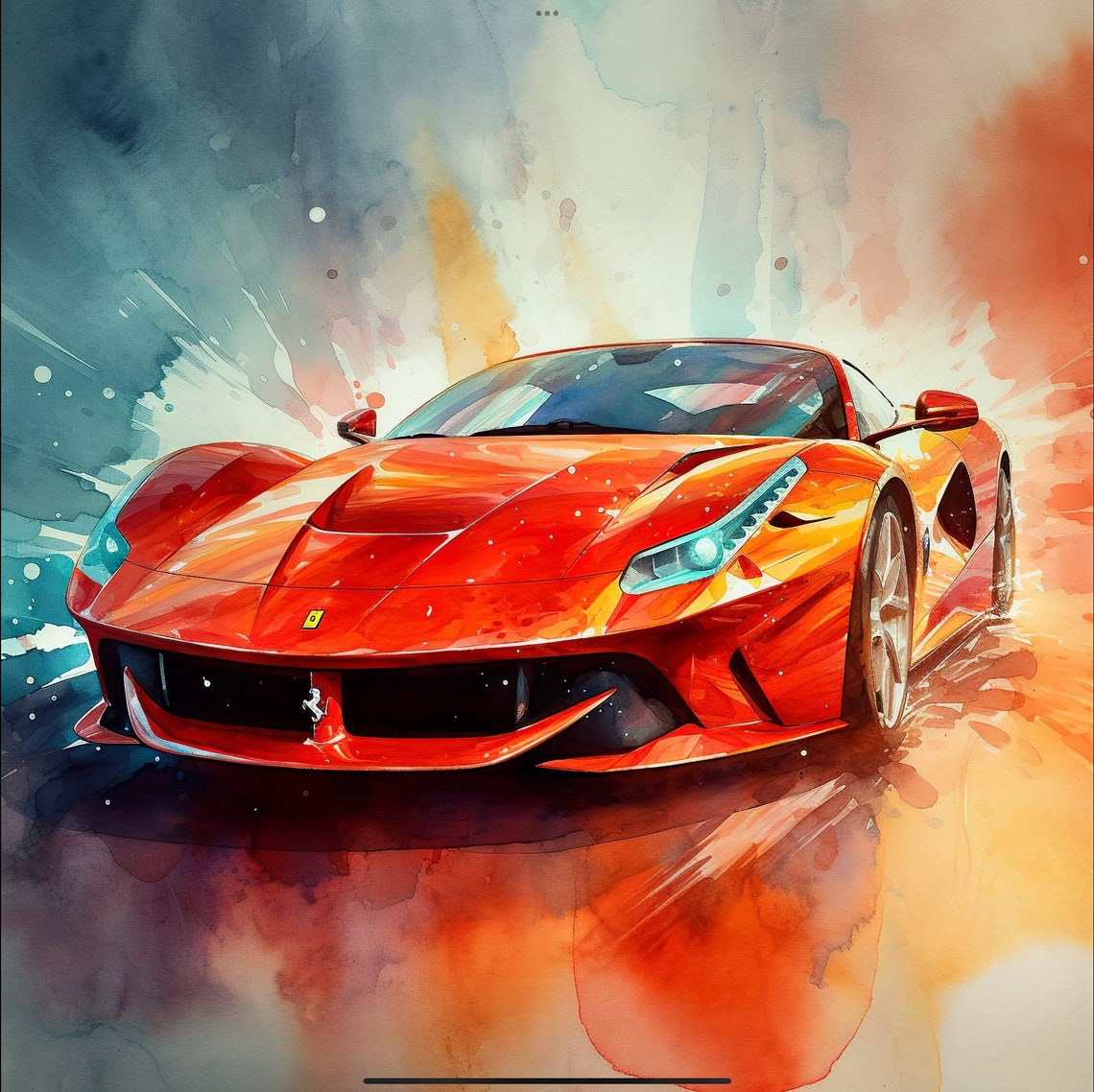 Ferrari Watercolour Art Digital Download Png File - Etsy