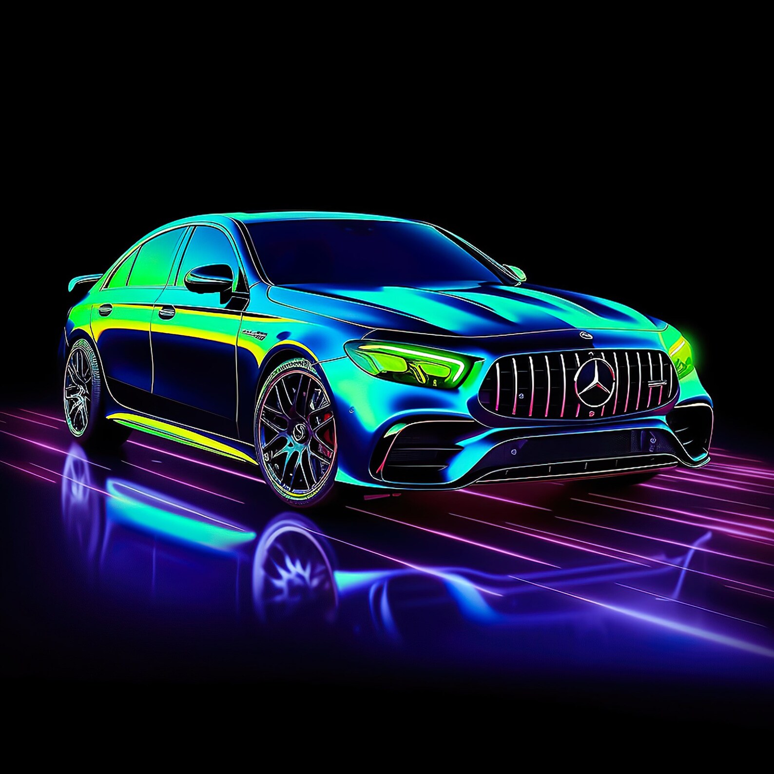 Mercedes E63 AMG Neon Art Digital Download PNG File - Etsy