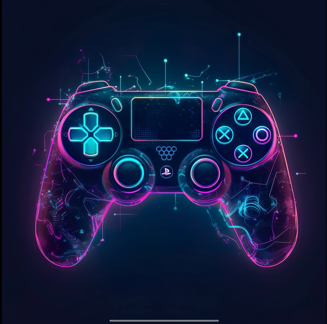 Abstract Neon Game Controller Digital Art Png File - Etsy