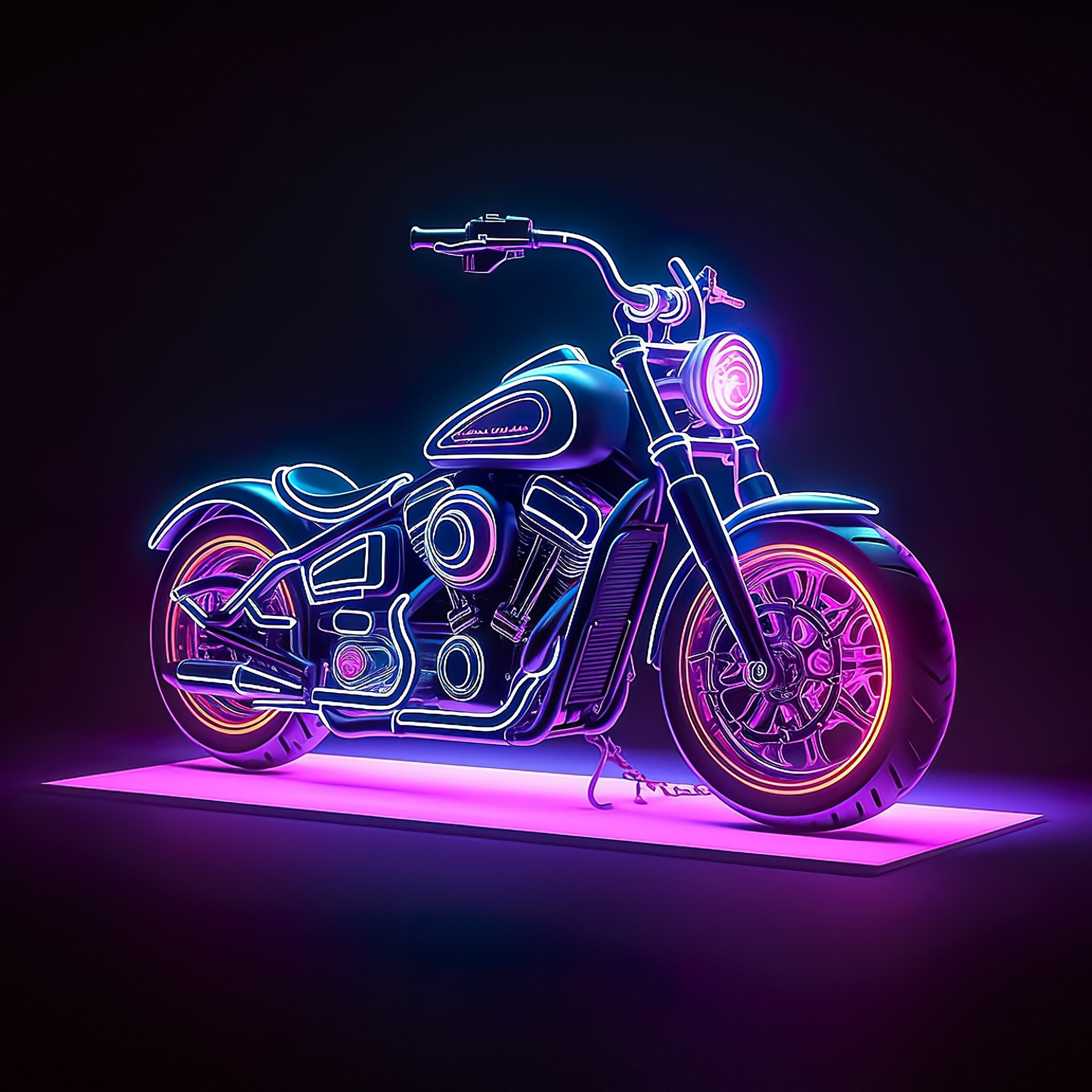 Neon Harley Davidson Motorbike Digital Download Png File. Etsy