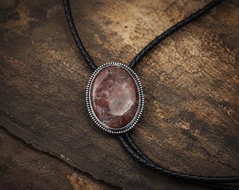Cowboy Agate Sterling Silver Western Bolo Tie