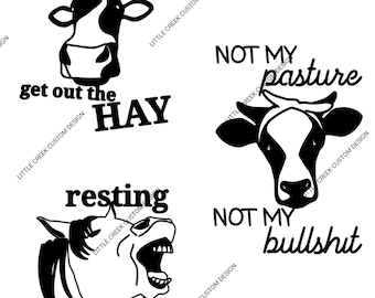 Funny Farm SVG PNG, Funny Cow svg png, Funny Horse svg png, Funny Mare svg png, Sign svg png, Farm svg png, Ranch svg png, Country svg png