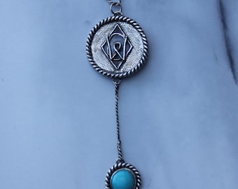 Copenhagen Turquoise Lariat Necklace | Sterling Silver Western Jewelry | Rodeo Cowgirl NFR Necklace | 90s Western | Statement Necklace