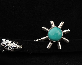 Western Rowel Hat Pin | Kingman Turquoise Cowboy & Cowgirl Accessory | NFR Rodeo Style | Hat Pin | Spur Hat Pin | Western Accessories