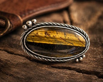 Tiger’s Eye Sterling Silver Wild Rag Slide