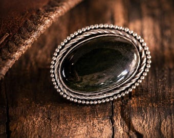 Golden Obsidian Sterling Silver Wild Rag Slide