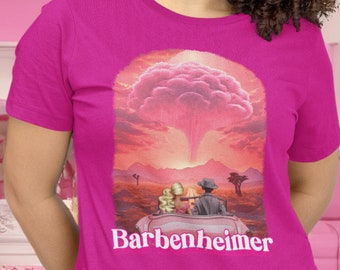 Barbenheimer mashup, funny Barbie & Oppenheimer shirt, great for movie fans, wordplay lovers.