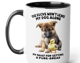 Pure-Bread dog - funny puppy coffee mug, 8 purebred dog breeds available. Great gift for men or women who love animals and puns!