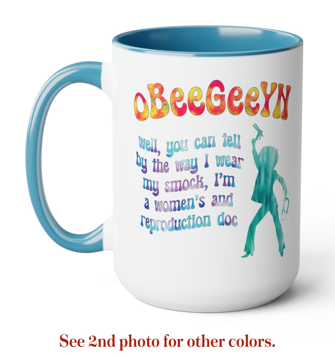 Obeegeeyn - OB/GYN Pun Coffee Mug, Fun Retro 70s Style Cup for ...