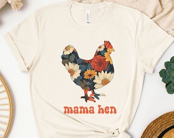 Camiseta floral "Mamá Gallina", regalo para el Día de la Madre, camiseta de chica de campo