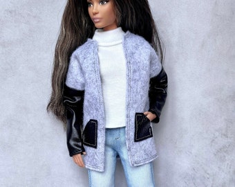 Doll Jacket, Miniature Doll Coat, 1/6 Scale Fashion Clothes, 11.5 inch Doll Coat, Felt Coat for Doll, Doll Handmade Jacket, Gift for Her