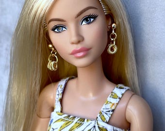 Bijoux de poupée, Boucles d'oreilles de poupée, Bijoux fantaisie à l'échelle 1/6, Boucles d'oreilles de poupée de 11,5 pouces, Accessoires de poupée faits main, Créoles, Cadeau pour elle