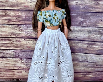 Doll Long Skirt 1/6 Scale Handmade Skirt for Doll Fashion Clothes 1/6 Scale Lace Skirt for Doll Handmade Clothes for Doll Skirt Gift for Her