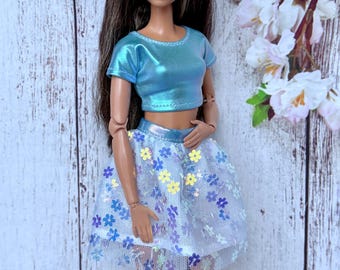 Zestaw ubranek dla lalek, modne ubranka dla lalek 11,5 cala, ubranka dla lalek w skali 1/6, ręcznie robiona lalka miniaturowa, strój 2-częściowy, prezent dla niej