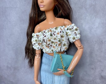 Bolsa para boneca, acessório artesanal em escala 1/6, bolsa de couro sintético para boneca, bolsa de mão em miniatura, acessório para boneca, bolsa de mão em escala 1/6, presente para ela.