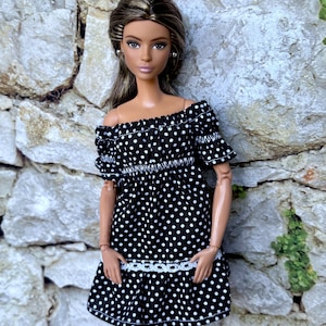 Doll Summer Dress, 11.5 inch Doll Clothes, 1/6 Scale Miniature Clothing, Doll Fashion Dress, Doll Handmade, Doll Outfit, Gift for Her