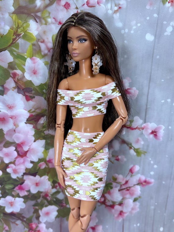 Doll Clothing Set, 1/6 Scale Stretch Outfit, Doll Fashion Clothing, Miniature Clothes, Doll Outfit, Doll Top and Skirt, Gift for Her