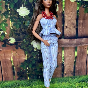 Doll Clothing Set, Doll Costume, Doll Striped Top and Pants, Doll Fashion Clothes, 1/6 Scale Clothing, 11.5 inch Doll Outfit, Gift for Her