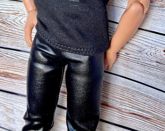 Doll Faux Leather Pants For 12 inch Doll Skinny Pants 1/6 Scale Handmade Fashion Outfit For Doll Miniature Clothes Handmade Fashion Gift