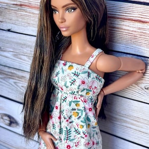 Doll Floral Dress, Doll Fashion Clothing, 1/6 Scale Clothes, Doll Handmade, Doll Outfit, 11.5 inch Doll Dress, Doll Clothes, Gift for Her image 3