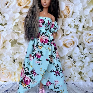 Doll Floral Dress, Doll Fashion Clothing, 1/6 Scale Clothes, Doll Handmade, Doll Outfit, 11.5 inch Doll Dress, Doll Clothes, Gift for Her
