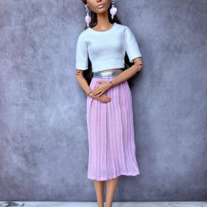Doll Chiffon Skirt, 1/6 Scale Fashion Clothing, 11.5 inch Doll Pleated Skirt, Doll Handmade Clothes, Doll Fashion Outfit, Gift for Her