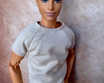 Doll T-shirt, 12 inch Doll Tshirt, Doll Shirt, 1/6 Scale Fashion Clothes, Male Doll Clothing, Doll Fashion Shirt, Doll Outfit, Gift for Her