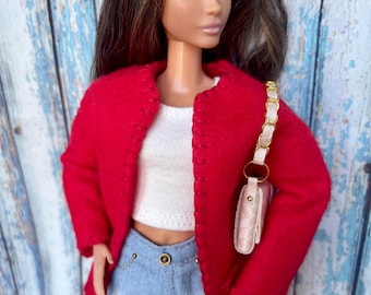 Doll Coat, 1/6 Scale Fashion Clothes, 11.5 inch Doll Jacket, Felt Coat for Doll, Handmade Doll Clothing, Doll Fashion Outfit, Gift for Her