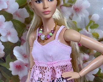 Doll Crop Top, 1/6 Scale Fashion Clothes, Doll Lace Top, 11.5 inch Doll Handmade Clothes, Doll Fashion Clothing, Doll Outfit, Gift for Her